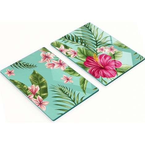 Taglieri decorativi in vetro temperato con fiori hawaiani, 2x40x52 cm (1/5)