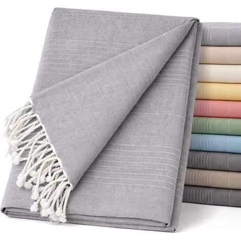 Couvre-lit Multifonction léger et élégant pour canapé ou lit 180 x 260 cm Gris (1/5)
