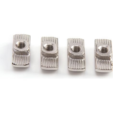 100 Stück T-Nutmuttern, vernickelt, aus Kohlenstoffstahl, Gleitbefestigungen für Aluminiumprofile (M4) (1/5)