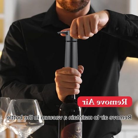 Bomba de vacío para botellas de vino - 4 tapones de silicona para botellas - abridor de botellas de vino (1/5)