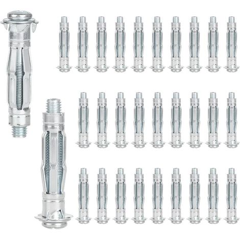 Lot de 30 chevilles M6 x 52 mm galvanisées pour murs creux - Chevilles à expansion avec vis - Chevilles auto-perceuses pour plaques de plâtre (1/5)