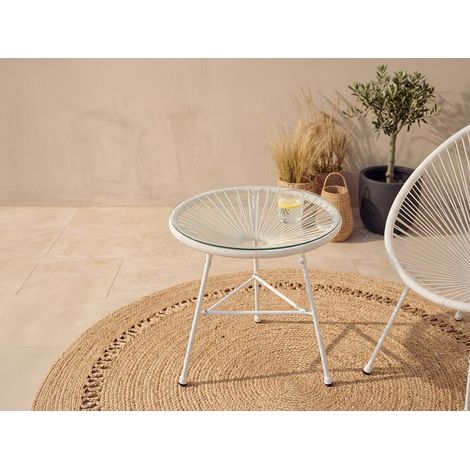 Table de jardin en fils de résine tressés - Blanc - ALIOS III de MYLIA (1/5)