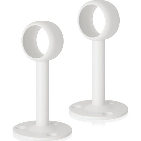 Support Tringle Rideaux Plafond Support Barre Penderie en Acier Inoxydable, Anti-Rouille Fixation Attache Tringle Rideau pour Tige de 25MM de Diamètre, Blanc (Tige non incluse) (1/5)