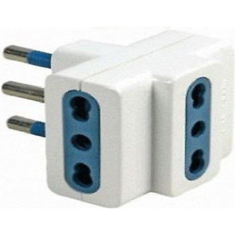 TrAdE Shop Traesio - Adattatore Triplo 2p+ T 10a Con Spina 10a + 3 Prese 10a Tripla Attacco Piccolo -