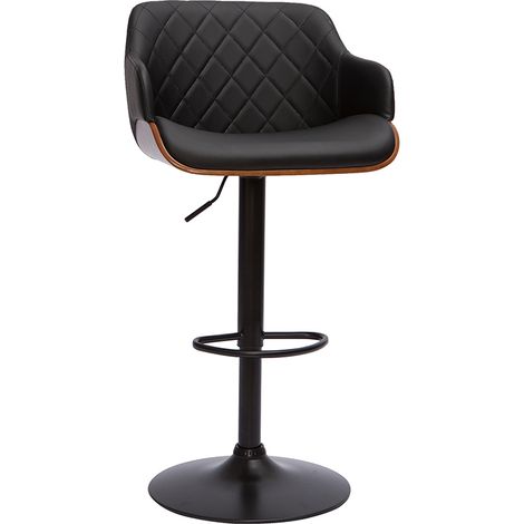 Design-Barhocker höhenverstellbar schwarz und dunkles Holz LUCIEN