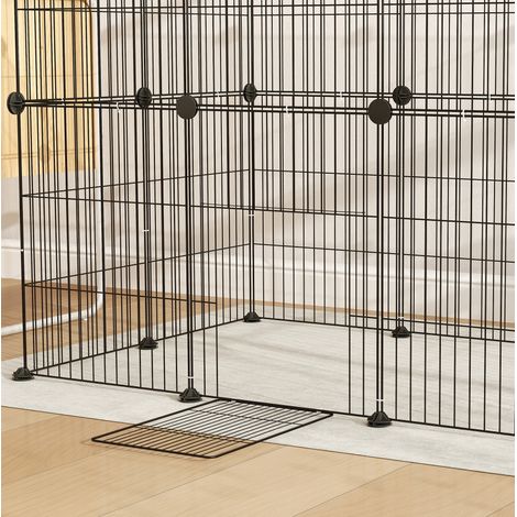 Enclos pour petits animaux en acier noir avec porte 120 x 60 x 80 cm OKWISH (1/5)