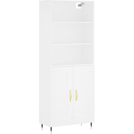 Aparador cómoda mueble de almacenaje organizador cocina salón salón alto 695 x 34 x 180 cm madera de ingeniería blanco 020032679