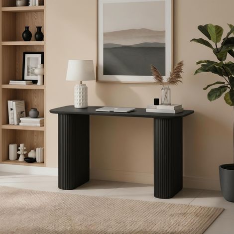 Monroe Wooden Compact Desk Computer PC Laptop Table Workstation Office - Black (1/5)