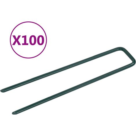 Nails for Artificial Grass 100 pcs U-shape Iron vidaXL