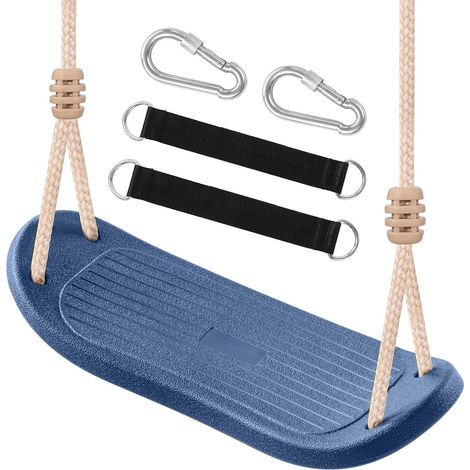 Siège de Rechange pour balancelle d'arbre pour Enfants – Balançoire profilée Robuste avec Corde réglable et 2 mousquetons, capacité de 120 kg pour Aire de Jeux extérieure, Bleu