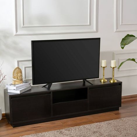 Mobile porta TV Lovere, Credenza da soggiorno, Armadio basso per TV, Base parete attrezzata, 160x30 h42 cm, negro\ (1/5)