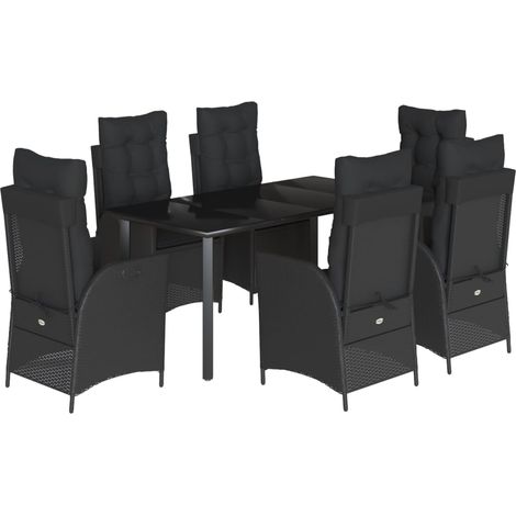 Maison Exclusive - 7-tlg. Garten-Essgruppe mit Kissen Schwarz Pol