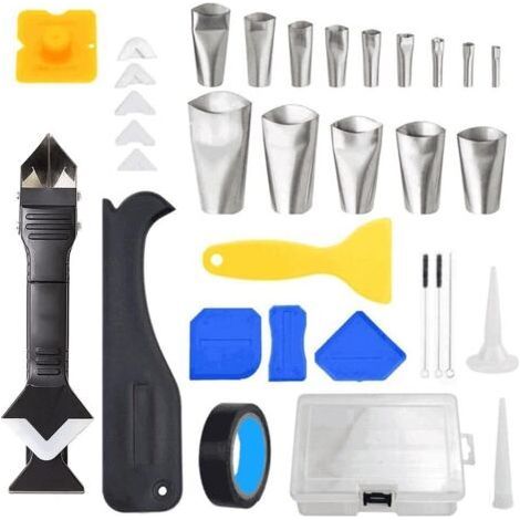34 Pieces Silicone Sealant Finishing Tool Kit, Reusable and Replaceable, 5 Silicone Sealant Pads (1/5)