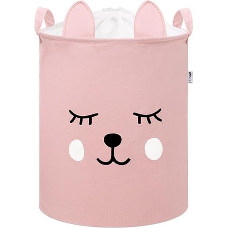 Panier à jouets ours en peluche rose XL