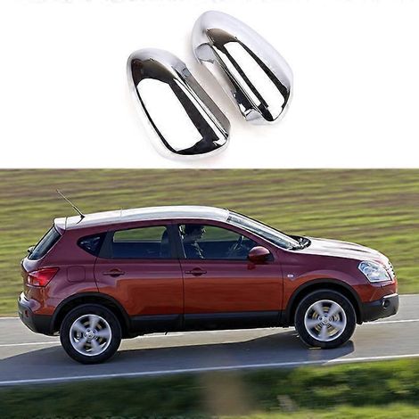 Passend für Nissan Qashqai J10 (Baujahre 2007–2013): Dekorative Abdeckung für Außenspiegel (silber-weiß, Paar) (1/5)