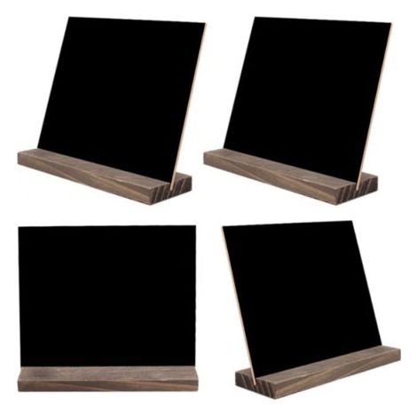 Sollbry Mini enseignes de tableau noir vintage en bois avec support de base – 15.3 x 12.7cm Lot de 4, mini enseignes de table décoratives pour tableau noir petit message tableau noir (1/5)