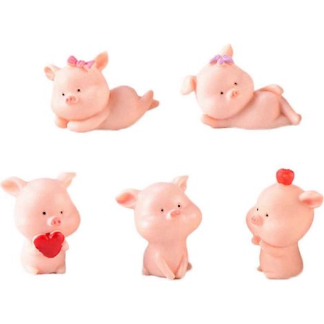 Ornements de bureau en résine en forme de cochon, lot de 5 pièces, pour la décoration intérieure. (1/5)