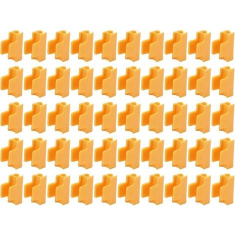 50Pcs Serre Pinces, Plastique Orange Film Boucle Clip pour 11mm Plant Stakes Serre Film Row Cover Filet Tunnel Hoop Clips (1/5)