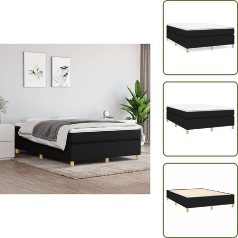 Cama de dormitorio - vidaXL Estructura de cama con somier tela negro 140x200 cm - Cama de calidad