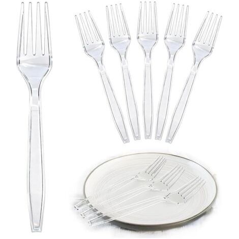 Lot de 100 fourchettes en plastique - fourchettes à gâteaux - couverts en plastique réutilisables et durables - adaptés aux réunions de famille, aux fêtes d'anniversaire, aux mariages et autres occasi (1/3)