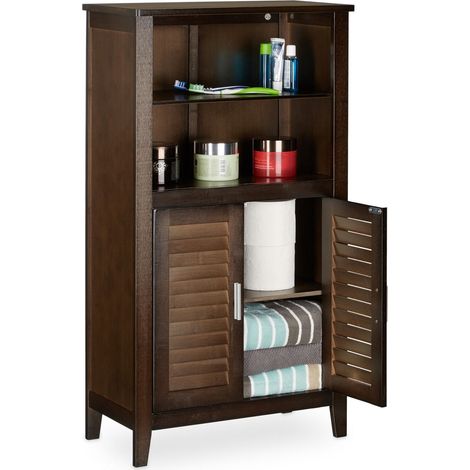 Badezimmerschrank dunkelbraun lamell 8