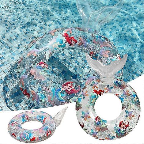 Bouée gonflable en forme de queue de sirène avec des paillettes, pour enfants, pour la piscine et la plage, fêtes aquatiques estivales.-AquaForge (1/5)