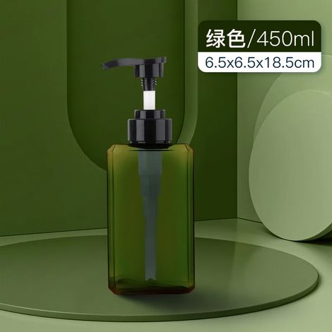 (Vert 450 ml - 1 pièce) Nouveau distributeur de savon vide pour salle de bain, flacon à pompe en PETG, pour shampoing, gel douche ou après-shampoing, 250/450/650 ml (1/5)