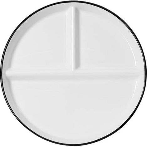Assiette Compartiment Adulte en Céramique, Divisée en 3 pour Controle des Portions, Régime, Salade, Dessert, Nouille, Bifteck, Petit Déjeuner (1/5)