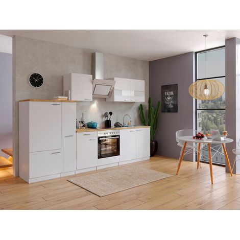 Cuisine Kitchenette Bloc cuisine intégrée Blanc Malia 300 cm Respekta