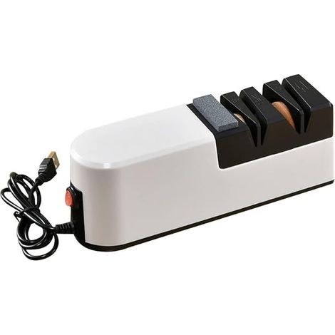 Aiguiseur de Couteaux éLectrique Rapide USB AffûTeur RéGlable Automatique 3 éTapes pour Couteaux Ciseaux AffûTeur Domestique (1/5)