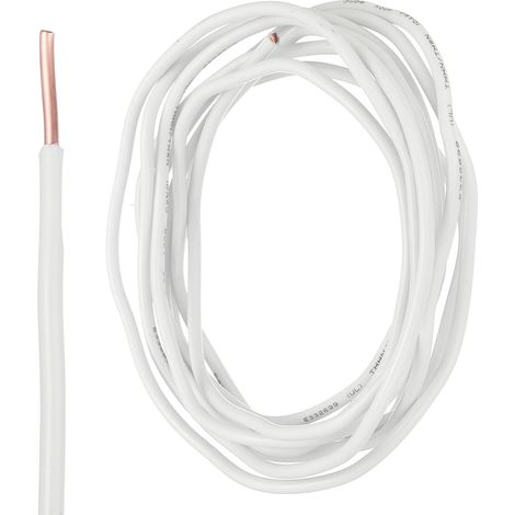 10 Pieds Fil Electrique Isolé Cuivre Solide 10 AWG Fil De Connexion Câble THHN Fil Résidentiel, Industriel, Mise À La Terre, Évaluation Électrique Pour 600 Volts,Blanc (1/5)