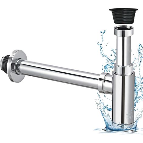Siphon Universel Anti-Odeur: Syphon Lavabo Reglable avec Orifice de Nettoyage, 1 1/4 Siphon Lavabo Salle de Bain avec Bonde Lavabo pour Lavabo et Évier, Réglable en Hauteur, Chromé (1/5)