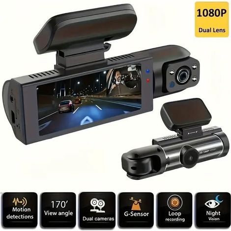 1440P+1080P Dashcam Voiture, 150°grand angle 2 Camera Embarquée, LCD IPS 3.16" écran, 24h.Mode Parking (1/5)