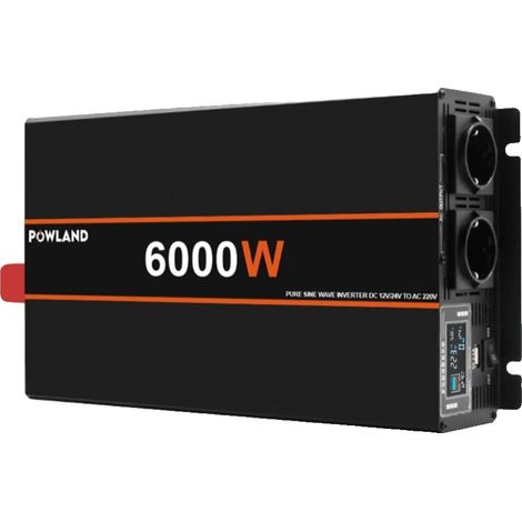 Onduleur, Onde Sinusoïdale Pure, Double Prise, 6000W, Europe, 24V (1/2)