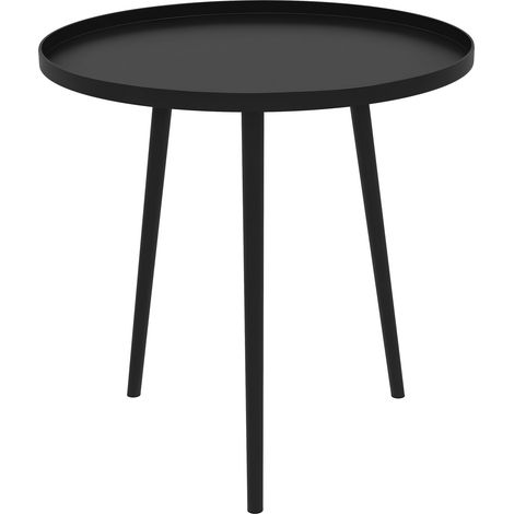 Mesa auxiliar redonda de exterior Ø40x50 cm – Acero para jardín y terraza – Negra