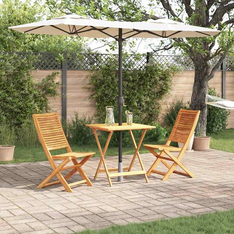 Klapp Bistro Set 3 pcs Braun Massivholz Akazie (1/5)