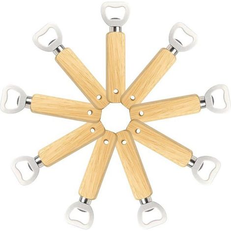 Décapsuleur Bois - Tête Acier Inoxydable - Pour Bar Restaurant Événement - Lot de 9 (1/5)