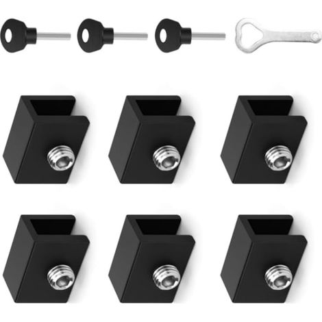 avec clé Serrure de sécurité,6 PCS Fermeture Fenêtre Coulissante Verrou de Sécurité pour Fenêtre Coulissante Réglable Cadre de Porte Verrouillage En Alliage D'aluminium Avec (1/4)