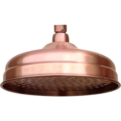 Pommeau de douche rond en cuivre rouge antique de 1 pouce, tube d'extension pour pommeau de douche à effet pluie, bras de fixation murale, accessoires de salle de bain (1/4)