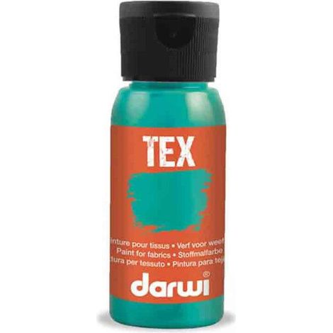 Peinture pour tissus - Turquoise nacré - Opaque - Peinture à l'eau - Tex - Darwi - 50ml