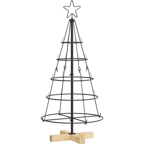 Árbol Cono de Navidad con soporte Negro 90 cm Acero vidaXL