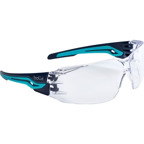 Bollé Safety – Lunettes de protection incolores EN 166 – Vision panoramique – Traitement Platinum Lite – Branches bi matière Flex 160°