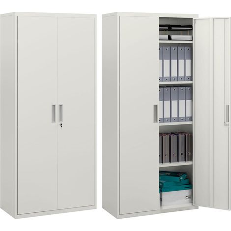 Acier poudré robuste : sécurité de vos documents, armoire de bureau haute pour archives 80x40x180 cm blanc (1/5)