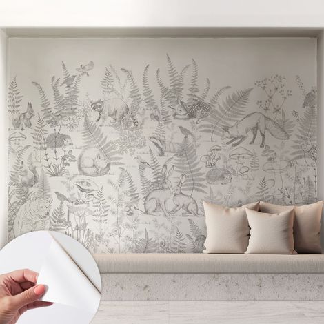 Papier peint autocollant adhésif avec motifs pour salon et chambre accessoire stylé pour votre intérieur Animaux de la forêt 208x146 cm (1/5)