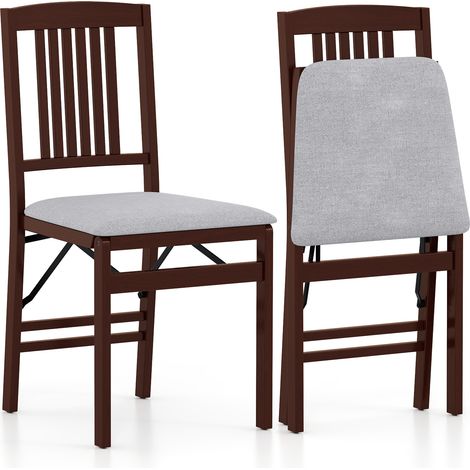 COSTWAY Folding Dining Chairs Set of 2 Foldable Upholstered Kitchen Chairs Grey (1/5)
