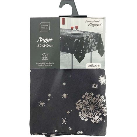 Nappe rectangulaire antitache et infroissable imprimé FLOCONS (1/2)
