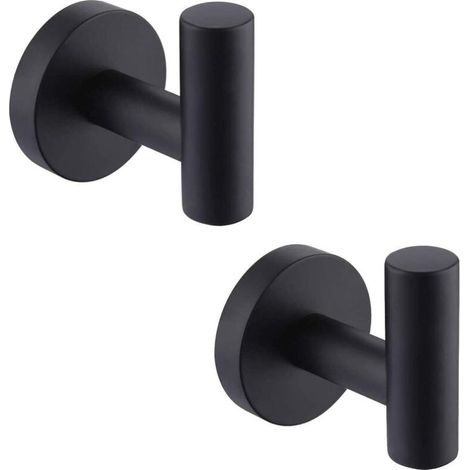 CSPARKV Wall Mounted Towel Hook Bathroom Hooks Coat Rack Matte Black SUS304 Stainless Steel Coat Rack Towel Holder Storage 2 Pieces