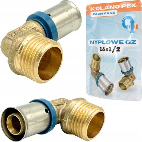 Codo PEX 16x1/2 gz Conector de boquilla Boquilla comprimida Prensada (1/5)