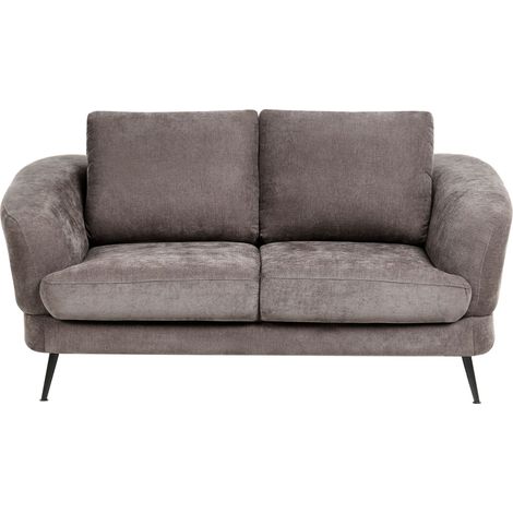 Canapé 2 Places en Tissu avec Accoudoirs et Pieds en Fer Meuble de Salon Taupe Kjaer