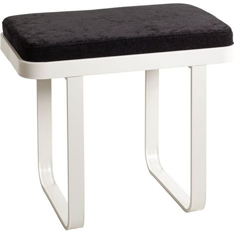 Banc rembourré en microfibre noire et structure en métal crème – Longueur 56 x Profondeur 36 x Hauteur 48 cm (1/5)